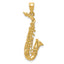 14k Solid Polished 3-D Saxophone Pendant