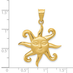 14K Gold Men's Satin Polished Sun Pendant by Sophia Jewelers