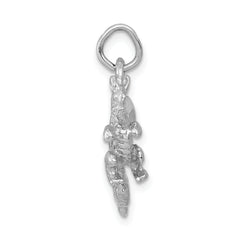 14K White Gold 3D Dragon Pendant with Polished Rhodium Finish