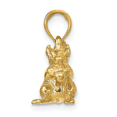 14K Gold 3D Squirrel Charm with Nut Polished Finish Men's Pendant