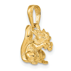 14K Gold 3D Squirrel Charm with Nut Polished Finish Men's Pendant