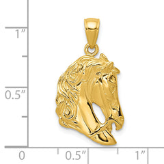 14K Gold Polished Horse Head Pendant with Open-Back Design