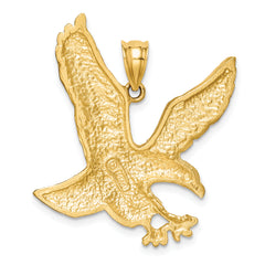 14K Gold Men's Diamond-Cut Eagle Pendant with Satin Finish