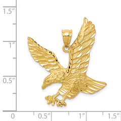 14K Gold Men's Diamond-Cut Eagle Pendant with Satin Finish