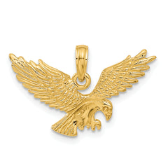 14K Gold Eagle Pendant with Polished Finish for Men