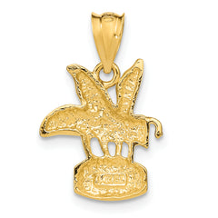 14K Gold Bee on Honey Jar Pendant with Polished Finish