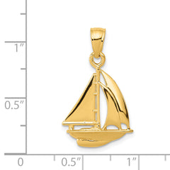 14K Gold Men's Sailboat Pendant with Polished Finish