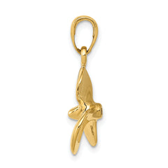 14K Yellow Gold 3D Propeller Pendant for Men Polished Solid Design