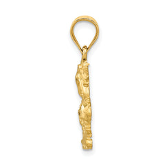 14K Gold Satin Diamond-Cut Palm Tree Pendant by Sophia Jewelers