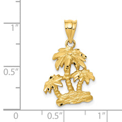 14K Gold Satin Diamond-Cut Palm Tree Pendant by Sophia Jewelers