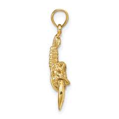 14K Gold Men's Moveable Lobster Pendant with Polished Finish
