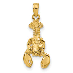 14K Gold Men's Moveable Lobster Pendant with Polished Finish