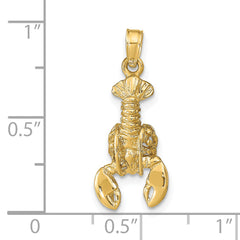 14K Gold Men's Moveable Lobster Pendant with Polished Finish