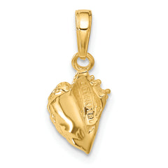 14K Gold Polished Conch Shell Pendant for Men Textured Design