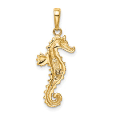 14K Gold Polished Seahorse Pendant for Men Elegant Design