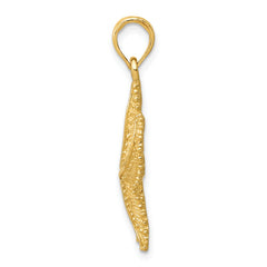 14K Gold Men's Starfish Pendant with Polished Textured Finish