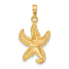 14K Gold Men's Starfish Pendant with Polished Textured Finish