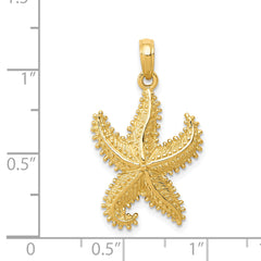 14K Gold Men's Starfish Pendant with Polished Textured Finish