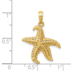 14K Gold Men's Starfish Pendant with Polished Open Back Design