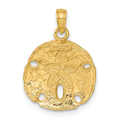 14K Gold Polished Sand Dollar Pendant for Men Elegant Themed Design