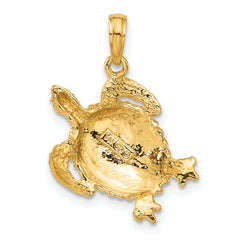 14K Gold Turtle Pendant for Men with Polished Open Back