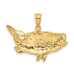 14K Gold Men's Polished Bass Fish Pendant by Sophia Jewelers