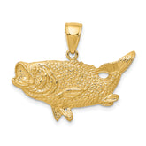 14k Polished Open-Backed Bass Fish Pendant