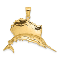 14K Gold Polished Sailfish Pendant for Men by Sophia Jewelers