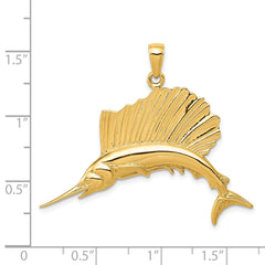 14K Gold Polished Sailfish Pendant for Men by Sophia Jewelers
