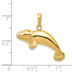 14K Gold Manatee Pendant with Polished Finish for Men