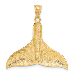 14K Gold Whale Tail Pendant Large, Solid Polished Design for Men