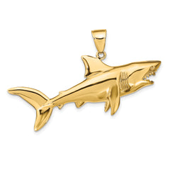 14K Gold Polished 3D Shark Pendant for Men Bold & Thematic Design