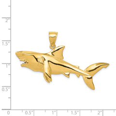 14K Gold Polished 3D Shark Pendant for Men Bold & Thematic Design