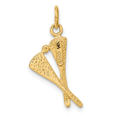 14K Gold Polished Lacrosse Sticks Charm for Men Textured, Themed Design