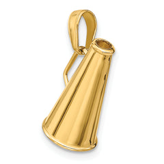 14K Gold Polished 3D Megaphone Pendant Small, Solid Cast