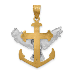 14K Two-Tone Gold Mariners Cross Pendant with Eagle 35mm