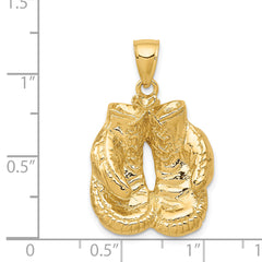 14K Gold Polished Boxing Gloves Pendant for Men Large, Themed Design