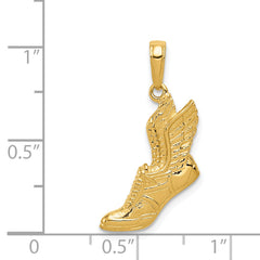14K Gold Polished Running Shoe Pendant for Men Solid & Textured