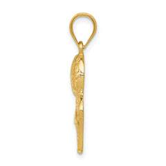 14K Gold Basketball and Net Charm with Polished Finish for Men