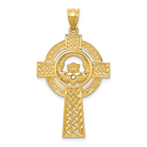 14k Celtic Claddagh Cross Pendant