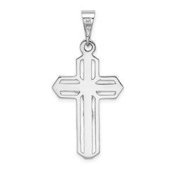 14K White Gold Crucifix Pendant with Rhodium Plating Solid, Casted
