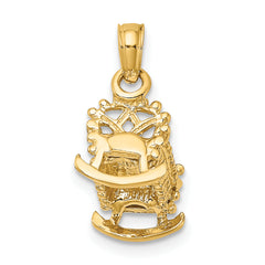 14k 3D Baby Cradle Charm