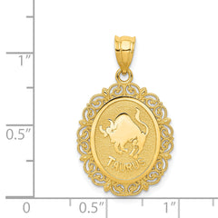 14K Gold Taurus Zodiac Pendant with Polished Satin Finish