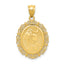 14k Solid Satin Polished Leo Zodiac Oval Pendant