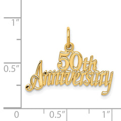 14K Gold 50th Anniversary Charm with Polished Finish and Textured Design