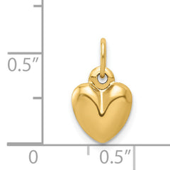 14K Gold Polished 3D Puffed Heart Charm Elegant Hollow Design