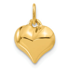 14K Gold Polished 3D Puffed Heart Pendant Elegant Hollow Design
