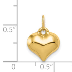 14K Gold Polished 3D Puffed Heart Pendant Elegant Hollow Design