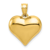 14K Polished 3-D Puffed Heart Pendant