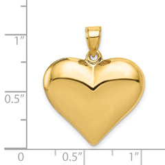 14K Gold 3D Puffed Heart Pendant with Polished Finish Elegant Design